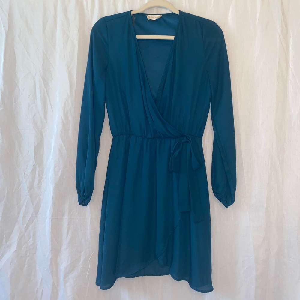 Altar’d Stare Deep Teal Faux Wrap Dress